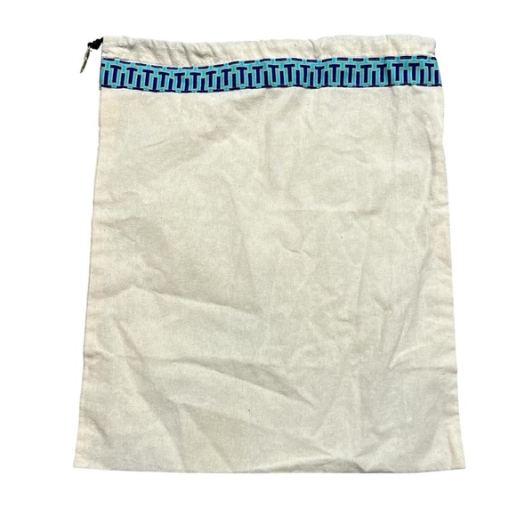 New Tory Burch Dust Bag 15 in x 12 Canvas Drawstring Strap Geometric Trim Charm - Picture 4 of 6